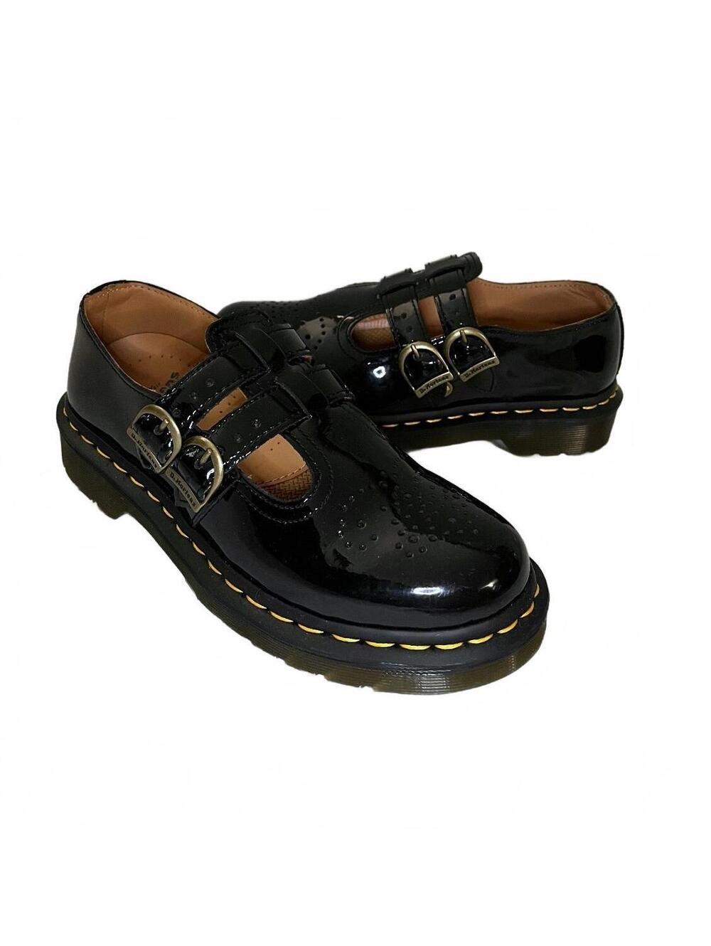 Dr. Martens 8065 Black Patent Leather Double Buckle Mary Janes US 6
